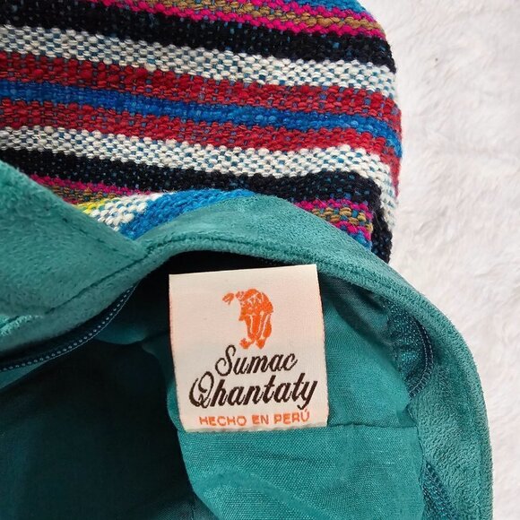 Sumac Qhantaty Green Serape Tapestry Faux Suede Boho Southwestern Tote - Picture 12 of 15